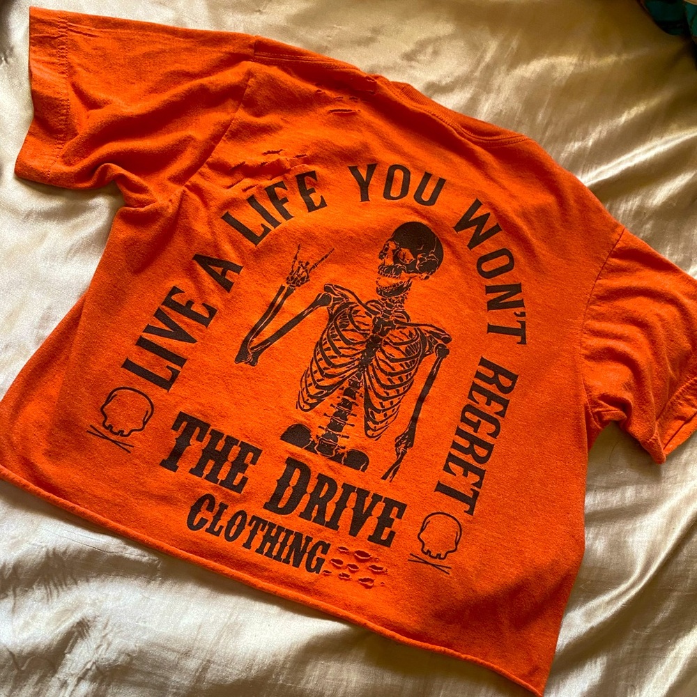 Live A Life You Won’t Regret | Skeleton Crop T-Shirt (S) | THE DRIVE CLOTHING